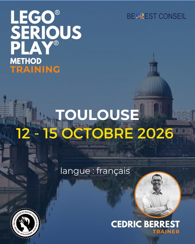 Affiche de la formation LEGO® SERIOUS PLAY® Method Training à Toulouse, du 12 au 15 octobre 2026, en français