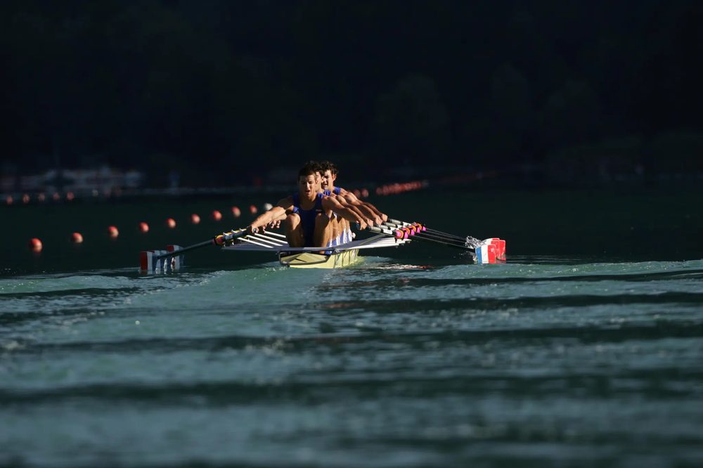Cédric Berrest et son équipage d’aviron, vice-champions du monde 2007 en plein flow collectif